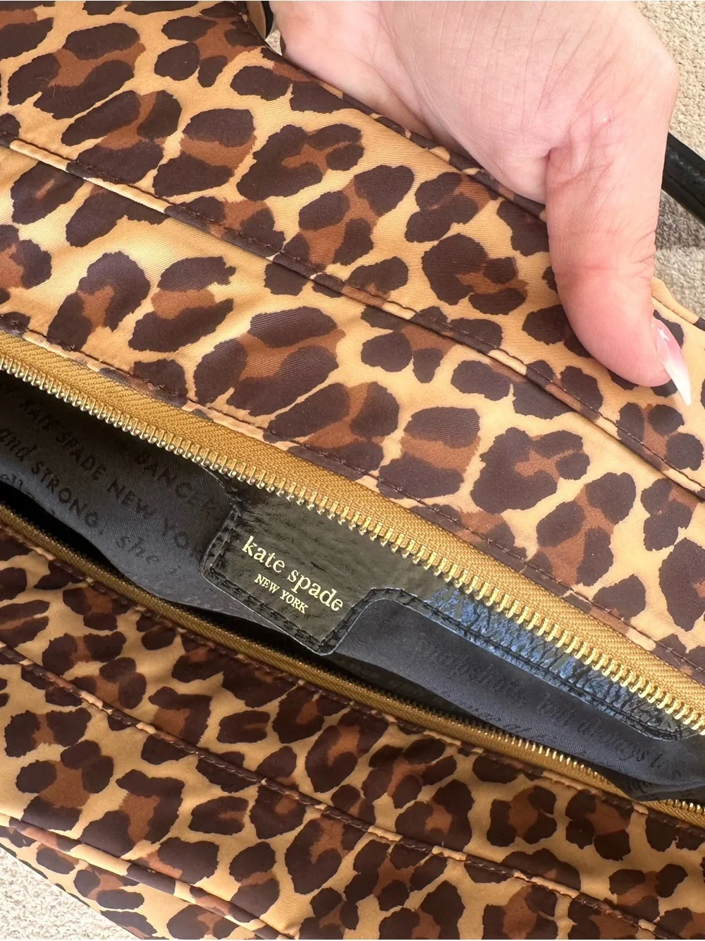 Leopard Print Tote Bag with Black Trim Kate spade- Women's Fashion Handbag